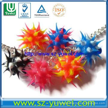 Quirky Multicoloured Spiky Rubber Bead Bracelet and Necklace Set